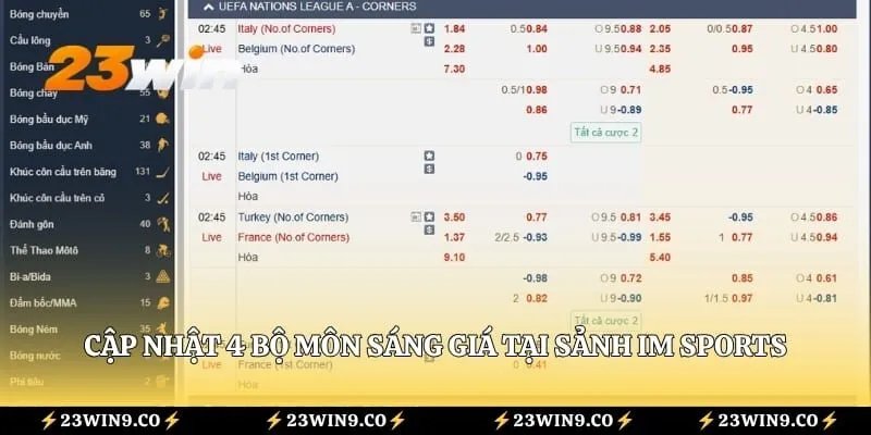 Cập nhật  4 bộ môn sáng giá tại sảnh IM Sports